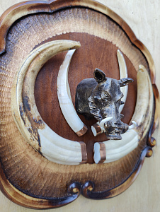 Превью Клыки кабана на резном медальоне